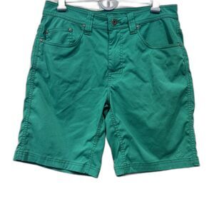 prAna Brion Stretch Zion Performance Shorts 9" Inseam Green UPF 50+ Men sz 32